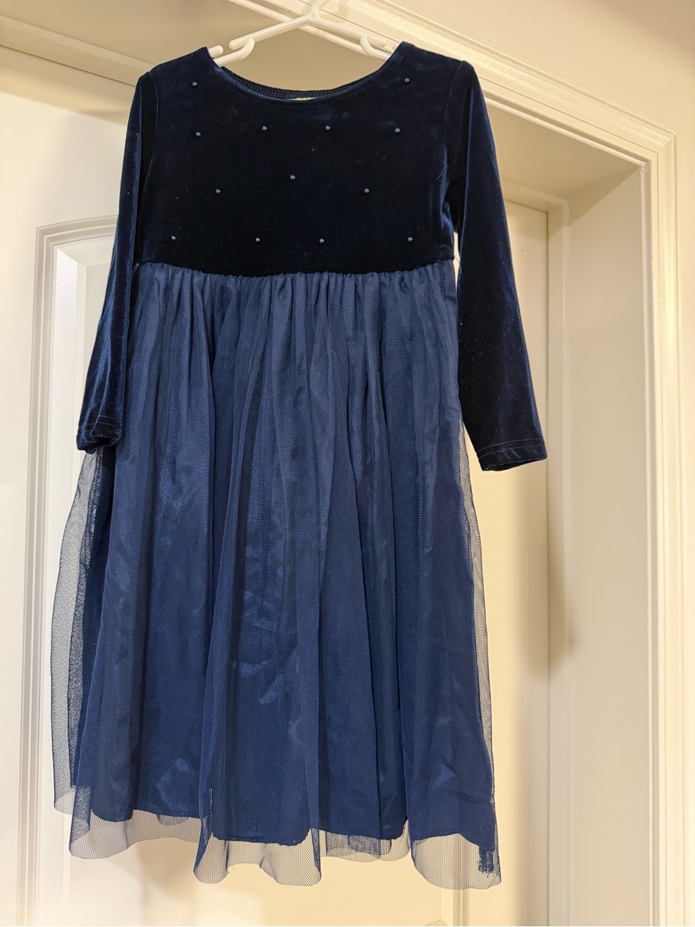 Vintage Mousefeathers Girls Navy Velvet Tulle Dress Size 5 Made in USA
